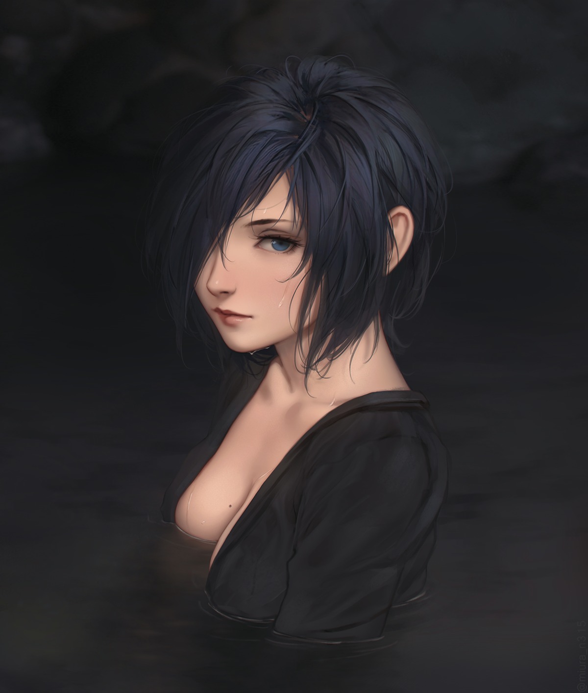 kirishima_touka miura_naoko no_bra open_shirt tokyo_ghoul wet wet_clothes