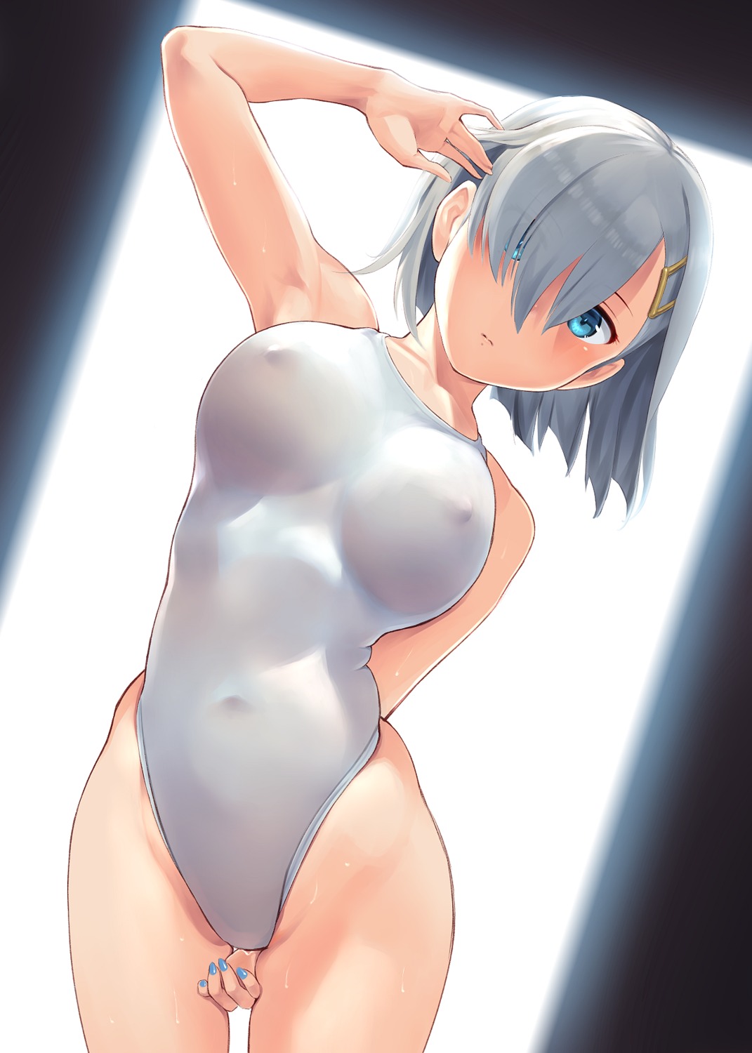 erect_nipples hamakaze_(kancolle) kantai_collection swimsuits wa_(genryusui)
