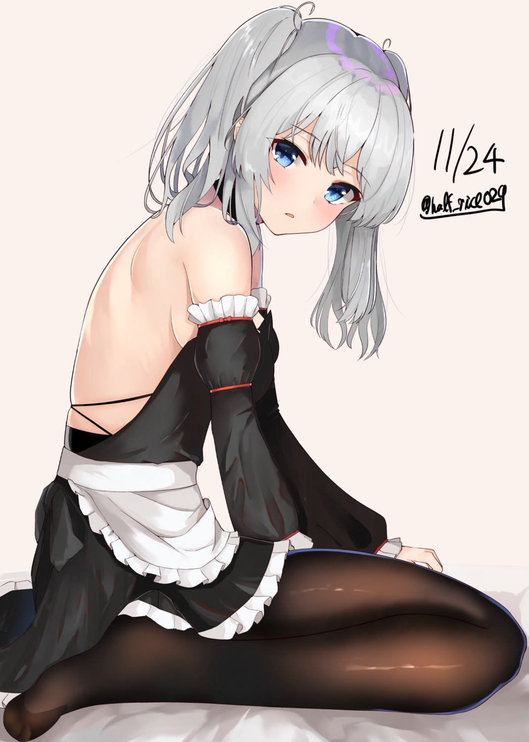 kantai_collection kashima_(kancolle) maid no_bra pantyhose shiina_aoi