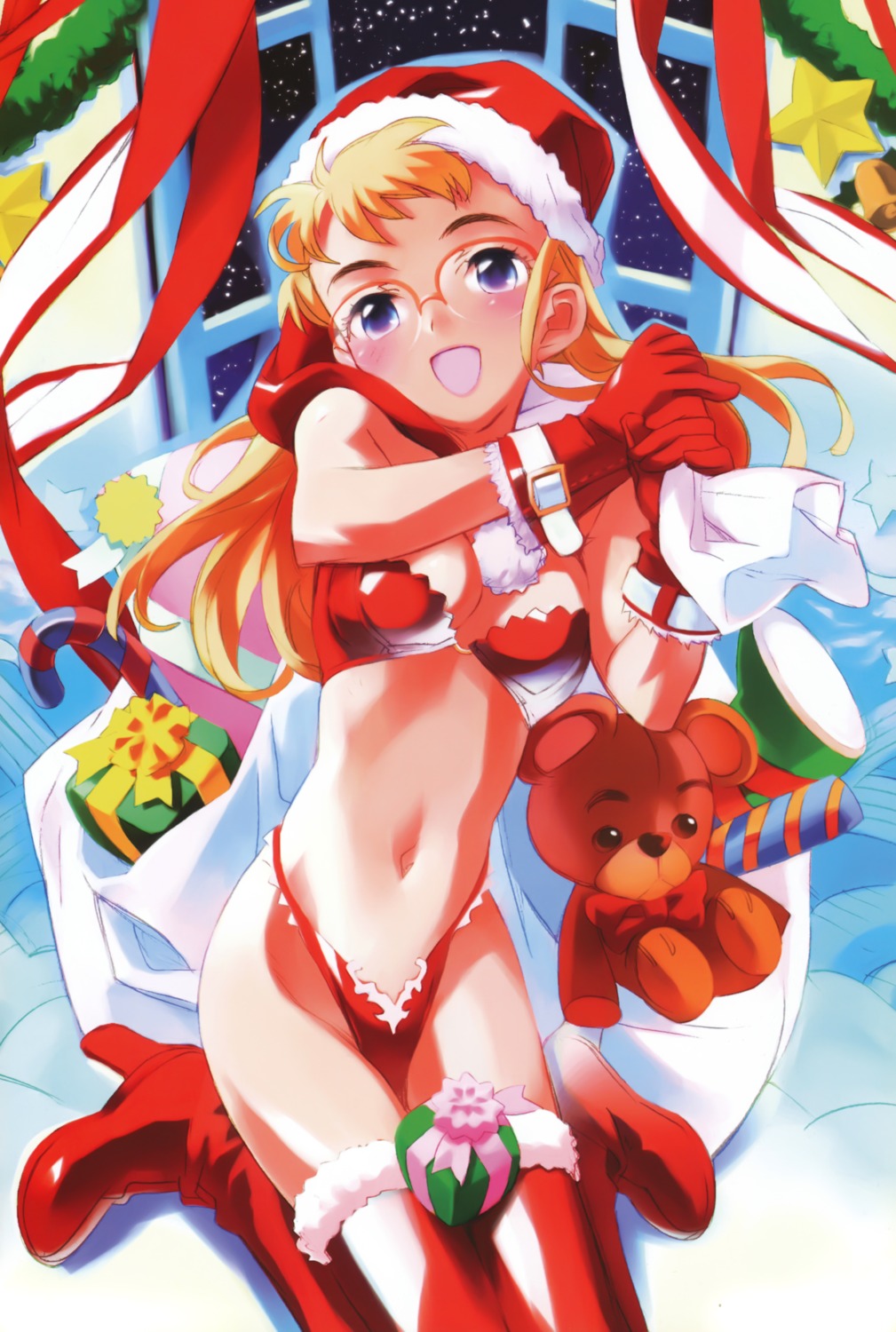 christmas cleavage megane nishieda thighhighs