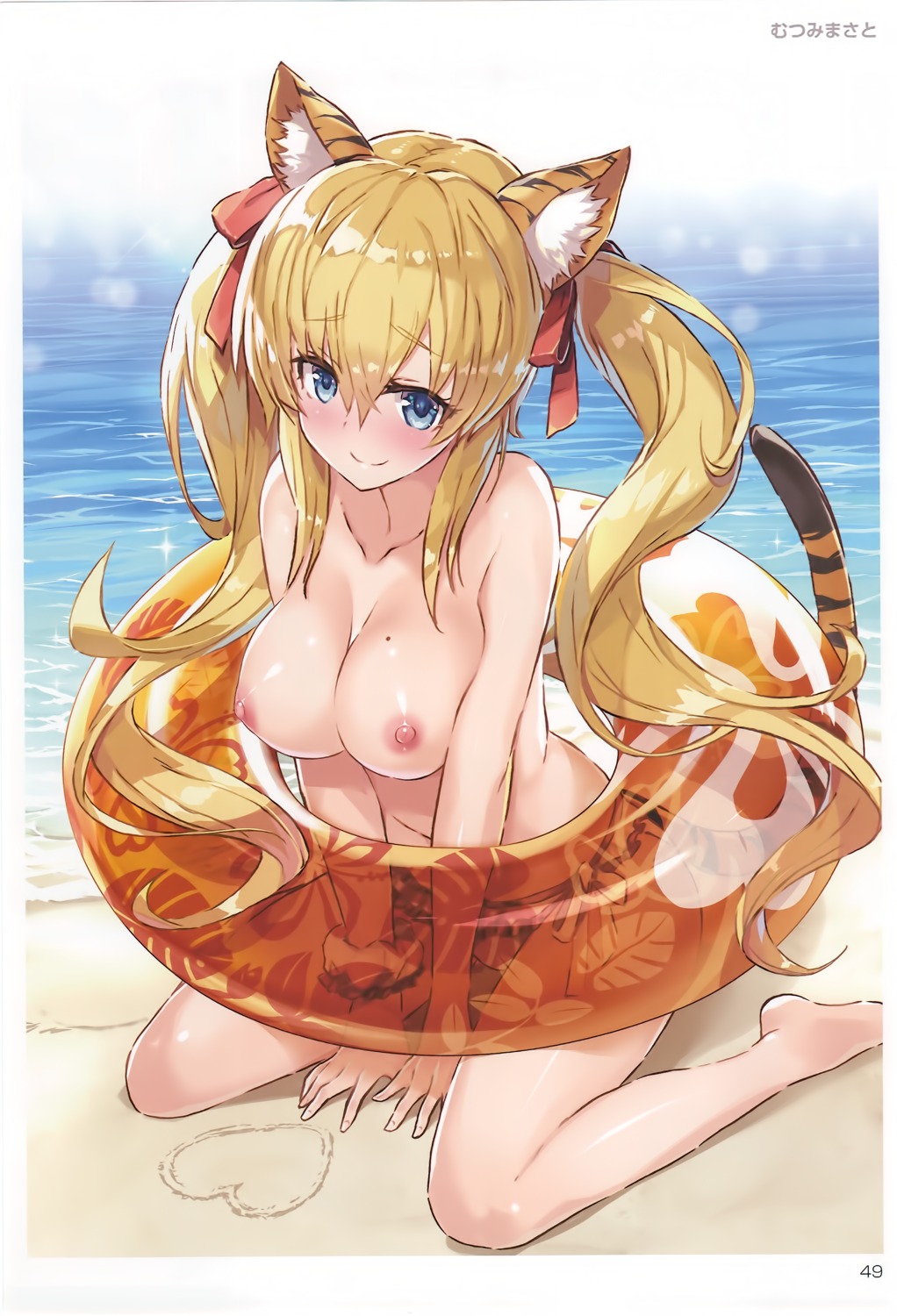 animal_ears bikini mutsumi_masato nipples swimsuits tail topless toranoana