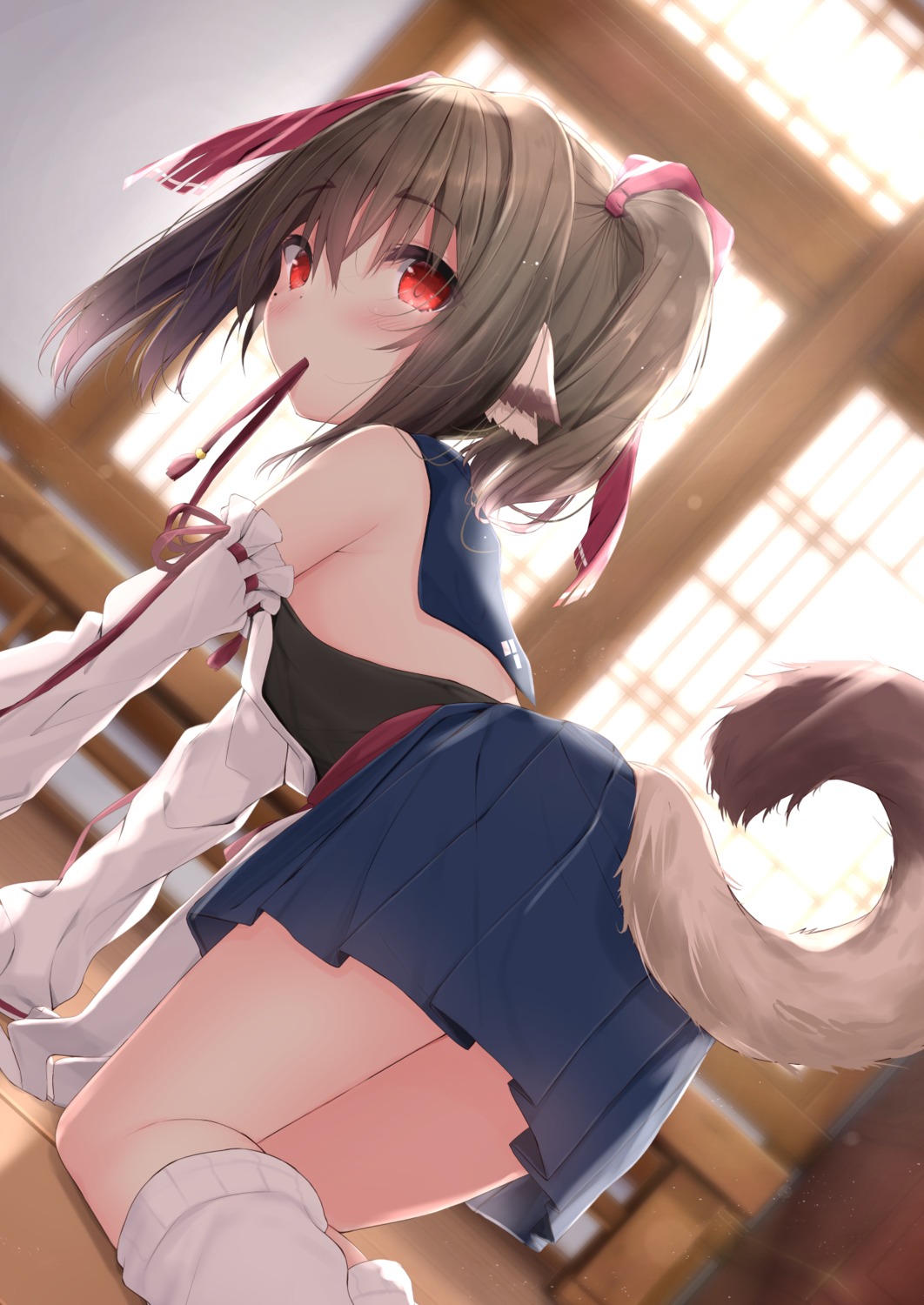 animal_ears ass fairy_eye nekone_(utawarerumono) no_bra seifuku tail utawarerumono utawarerumono_itsuwari_no_kamen