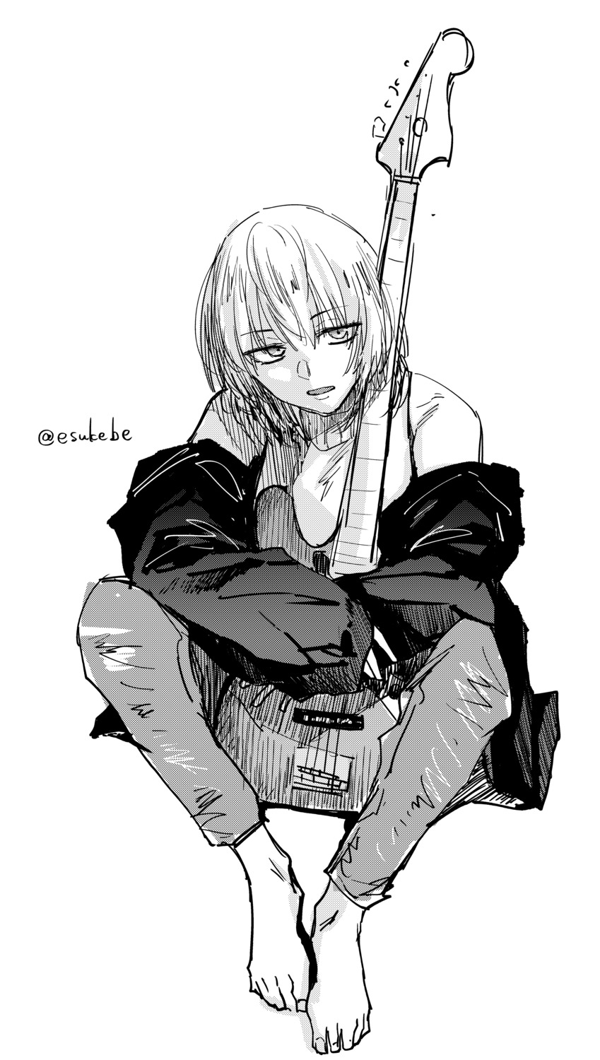 esuke guitar monochrome sketch