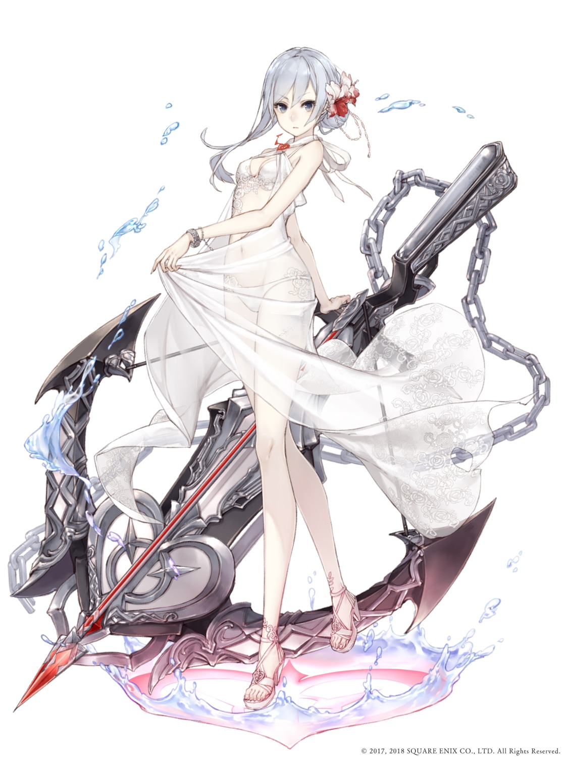 cleavage dress heels ji_no lingerie pantsu see_through sinoalice snow_white_(sinoalice) weapon