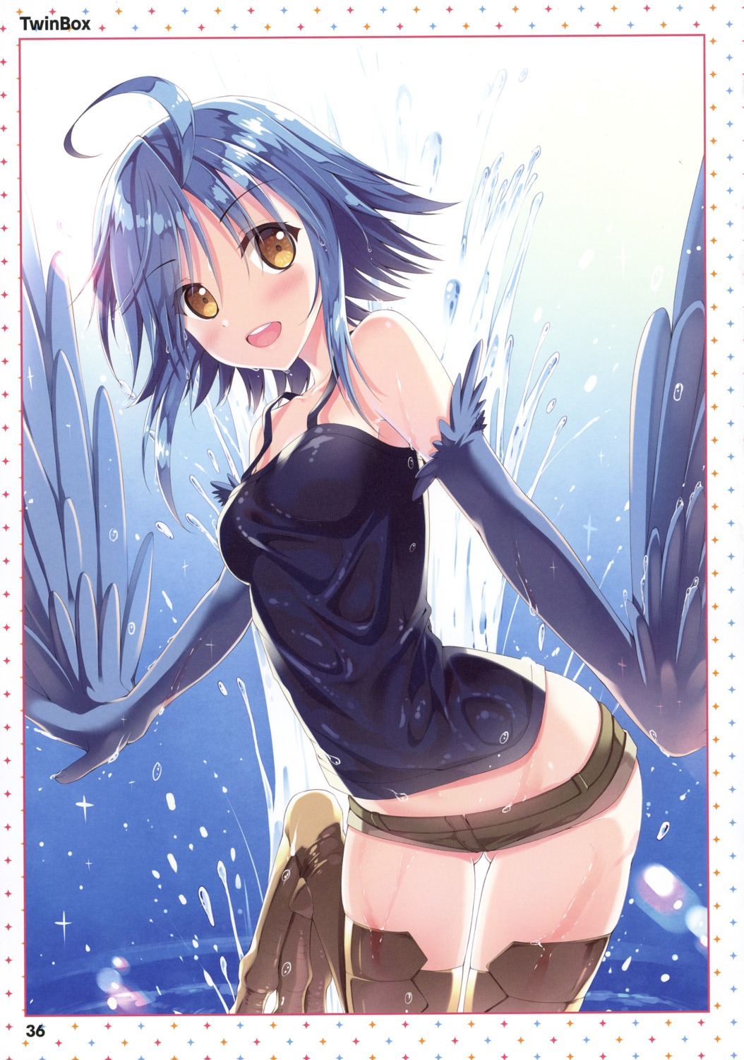 monster_girl monster_musume_no_iru_nichijou papi thighhighs twinbox wet wings