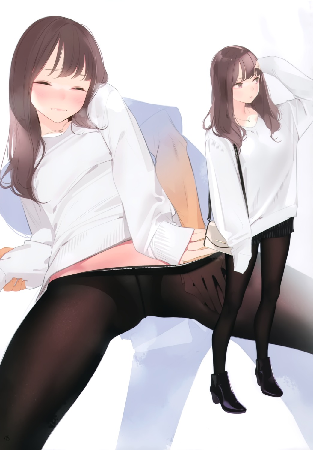 ama_mitsuki heels pantsu panty_pull pantyhose sweater