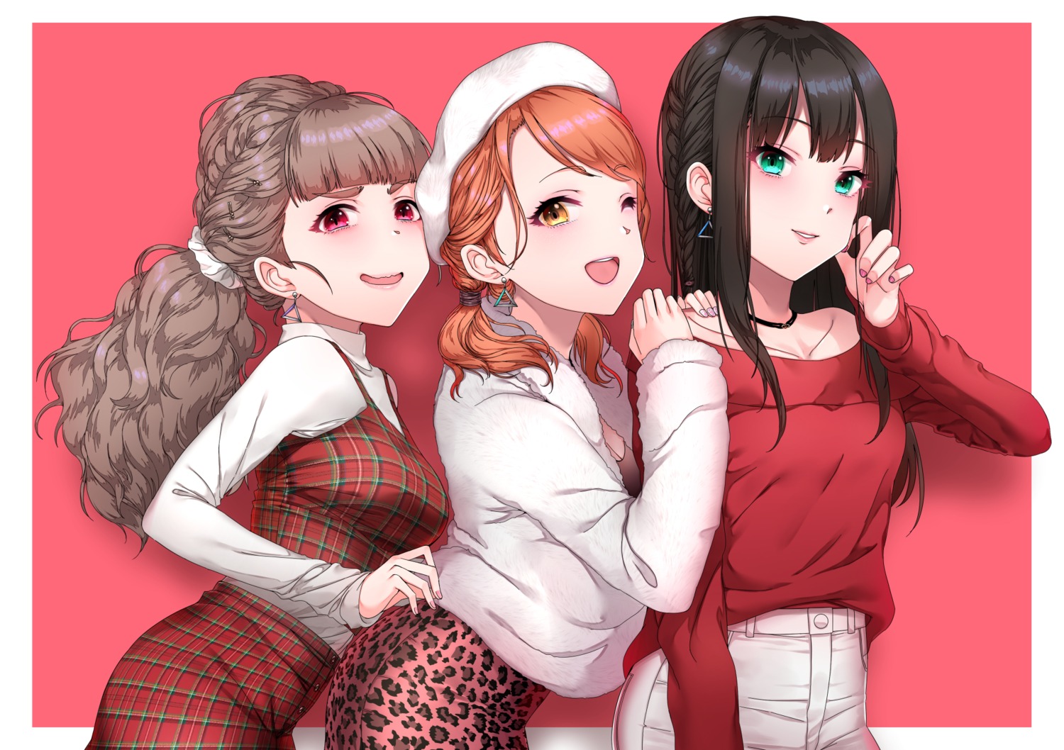 dress houjou_karen kamiya_nao maou_(demonlord) shibuya_rin sweater the_idolm@ster the_idolm@ster_cinderella_girls