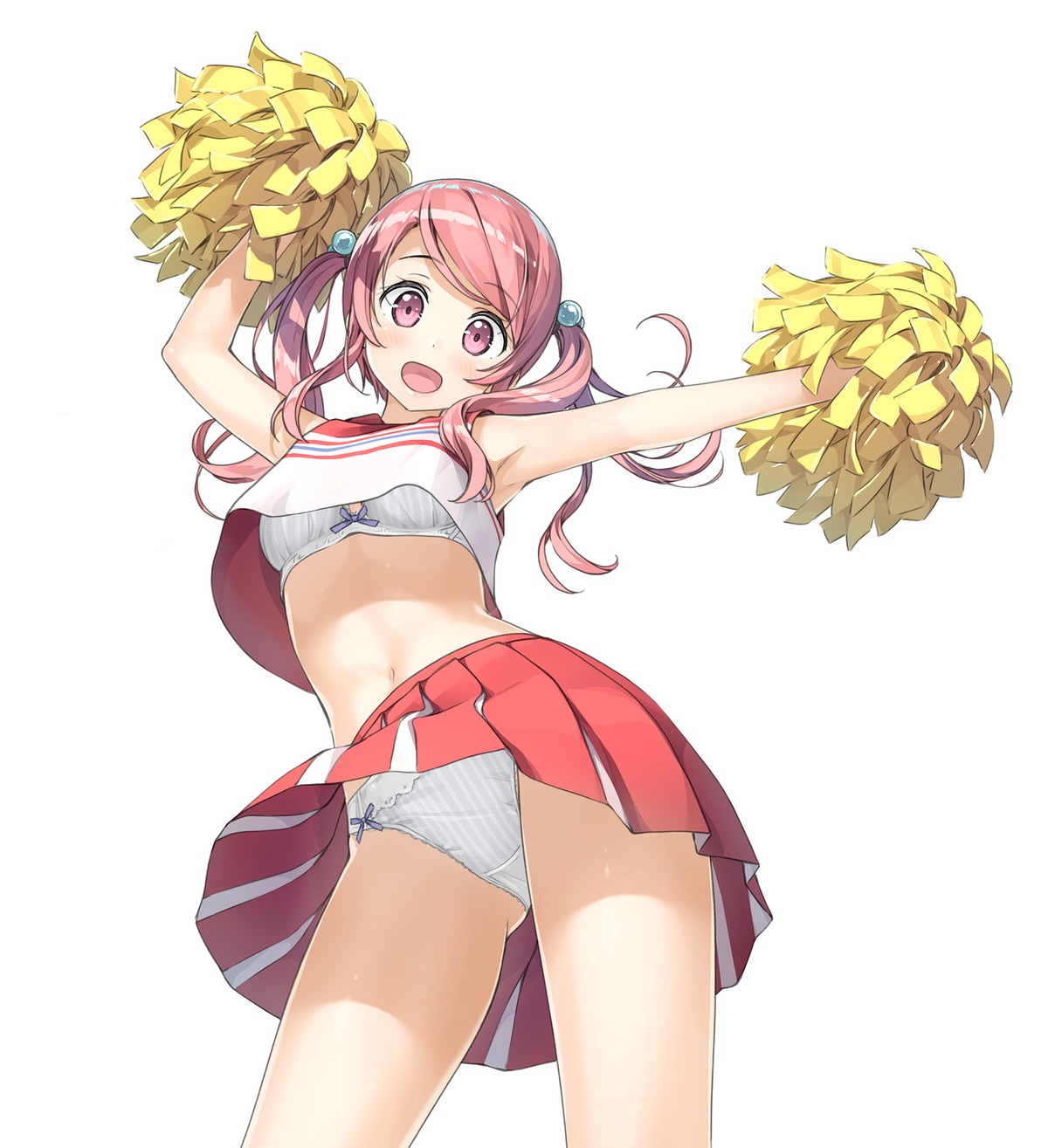 bra cheerleader digital_version kantoku kurumi_(kantoku) pantsu skirt_lift