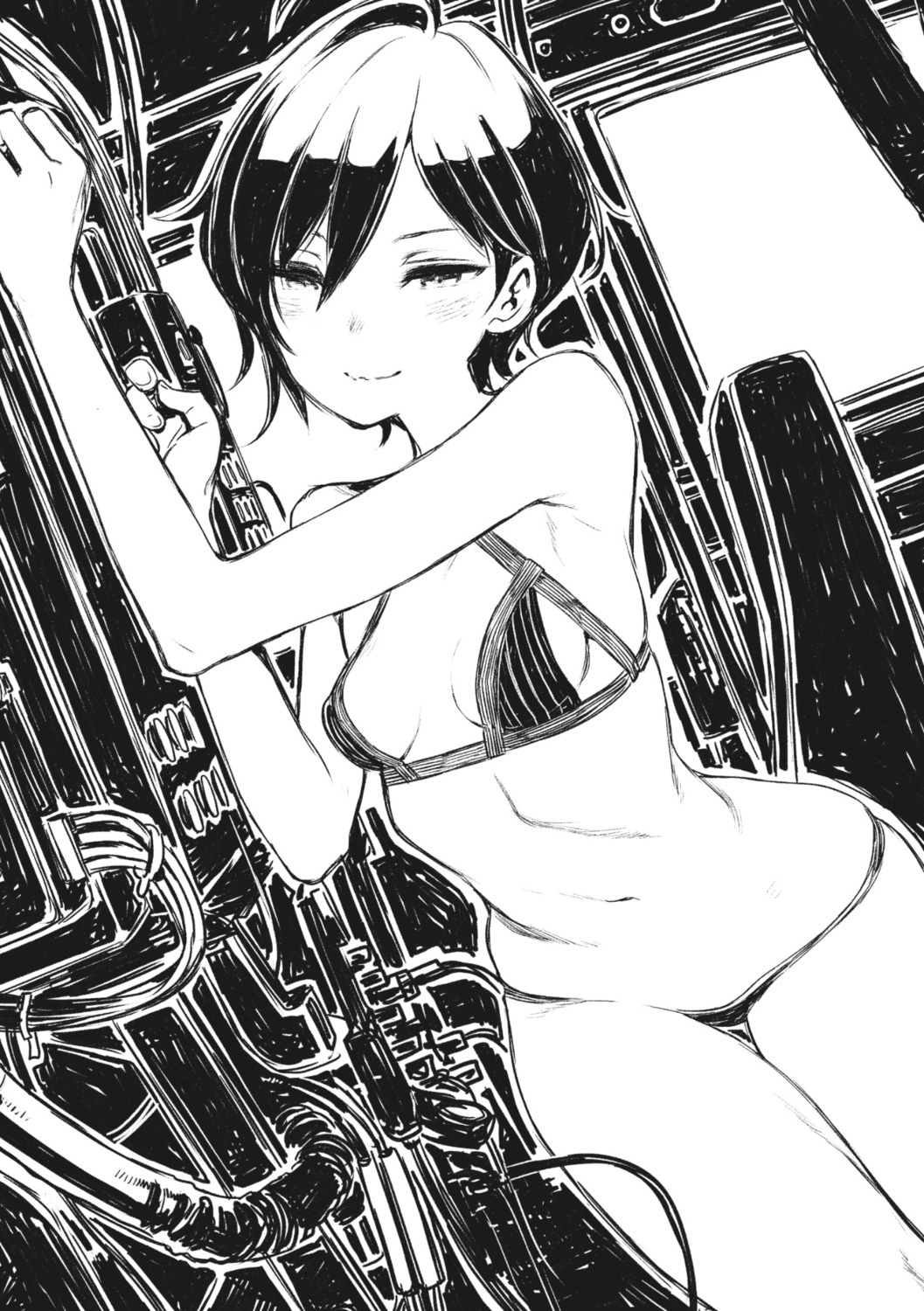 bikini kohiruimaki_karen kuroboshi_kouhaku monochrome swimsuits sword_art_online_alternative:_gun_gale_online