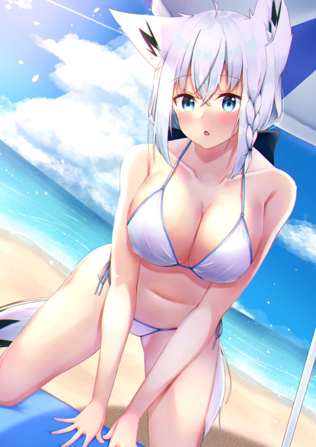 animal_ears bikini hololive hololive_gamers kitsune shirakami_fubuki swimsuits tagme tail