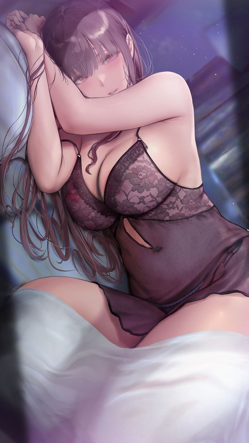 areola erect_nipples gentsuki lingerie pantsu see_through sheets string_panties