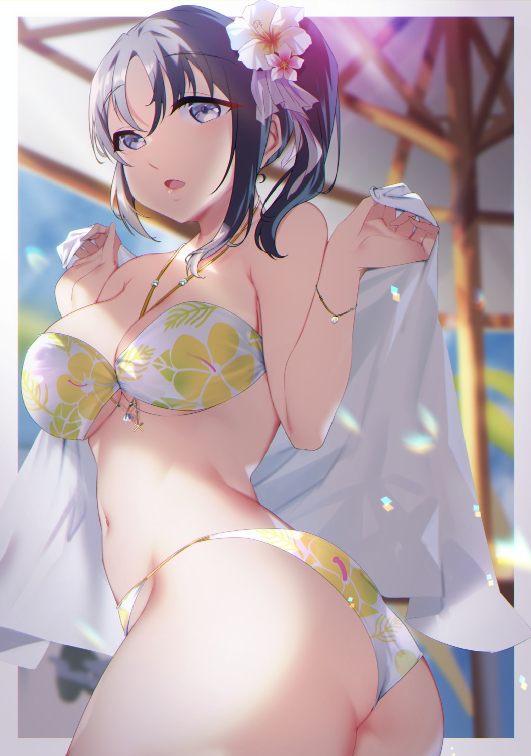 ass bikini cleavage kazuno_sarah love_live!_sunshine!! swimsuits thong yamaori_(yamaorimon)