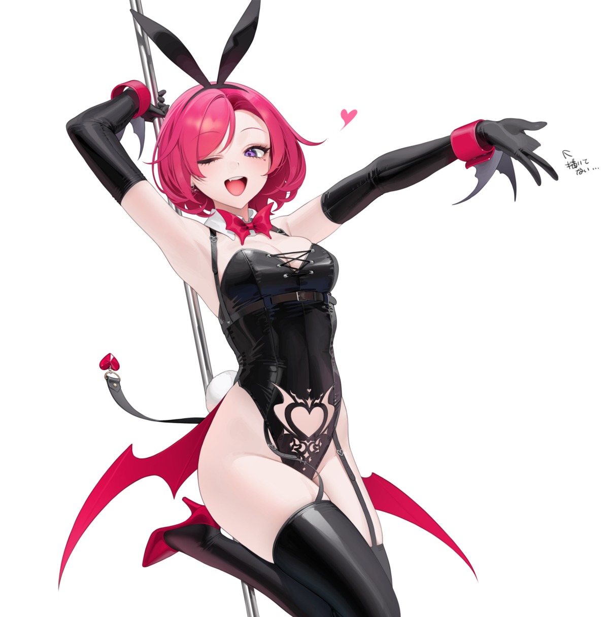 animal_ears bunny_ears bunny_girl heels no_bra ohisashiburi stockings tail thighhighs wings