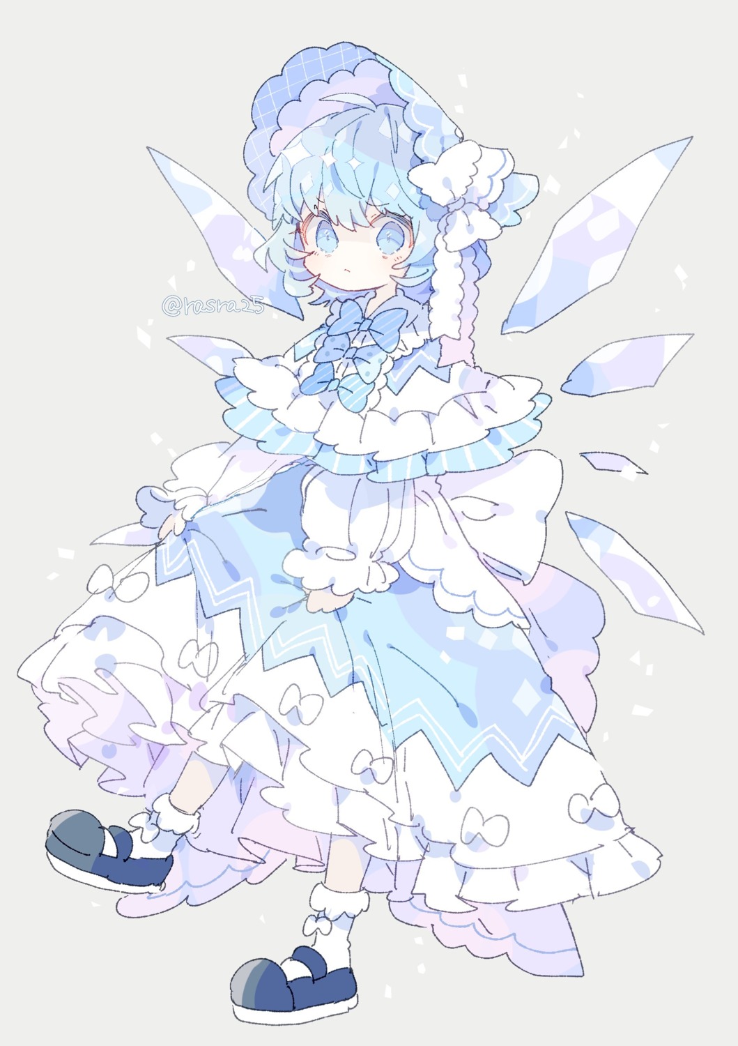 cirno dress nikorashika skirt_lift touhou wings