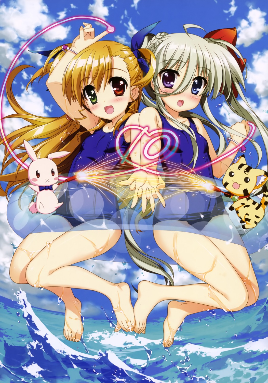 asteion einhart_stratos feet fujima_takuya heterochromia loli mahou_shoujo_lyrical_nanoha mahou_shoujo_lyrical_nanoha_vivid sacred_heart school_swimsuit swimsuits vivio wet