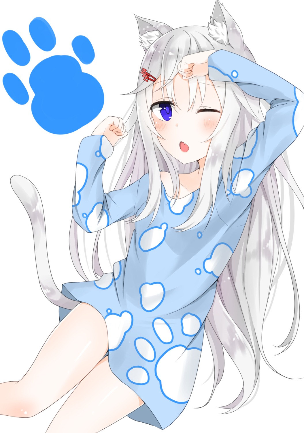 animal_ears hashiko_nowoto pajama tail