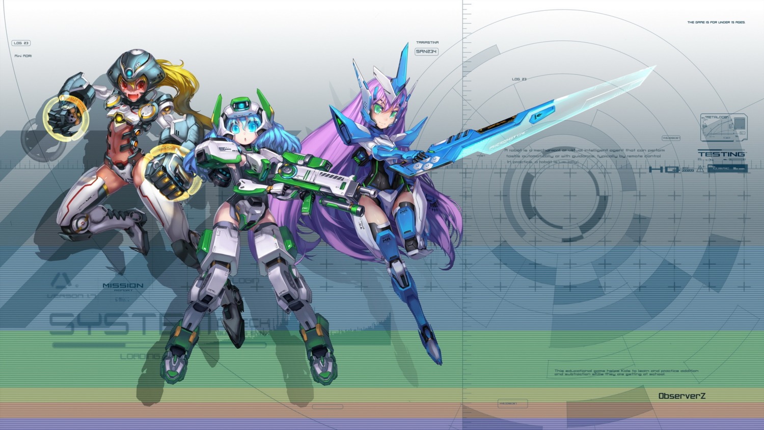 bodysuit gun mecha_musume observerz sword