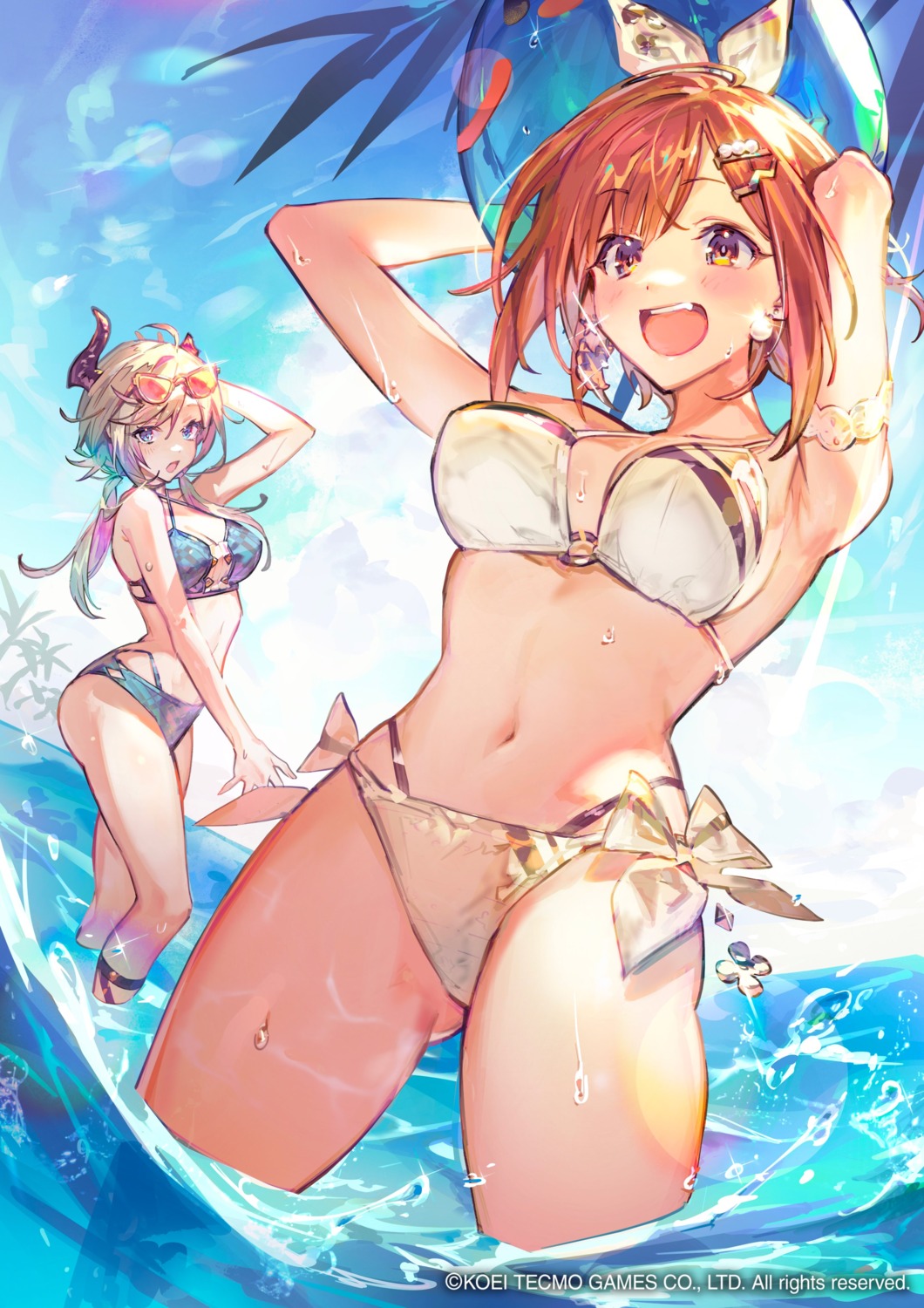 atelier atelier_resleriana atelier_ryza bikini horns koei_tecmo megane mono_(monoia14) reisalin_stout swimsuits valeria_(atelier) wet