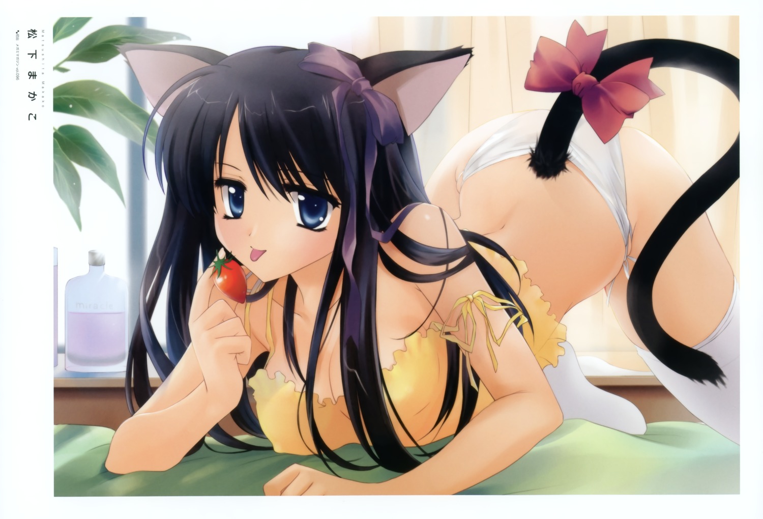 animal_ears cleavage erect_nipples matsushita_makako nekomimi pantsu tail thighhighs