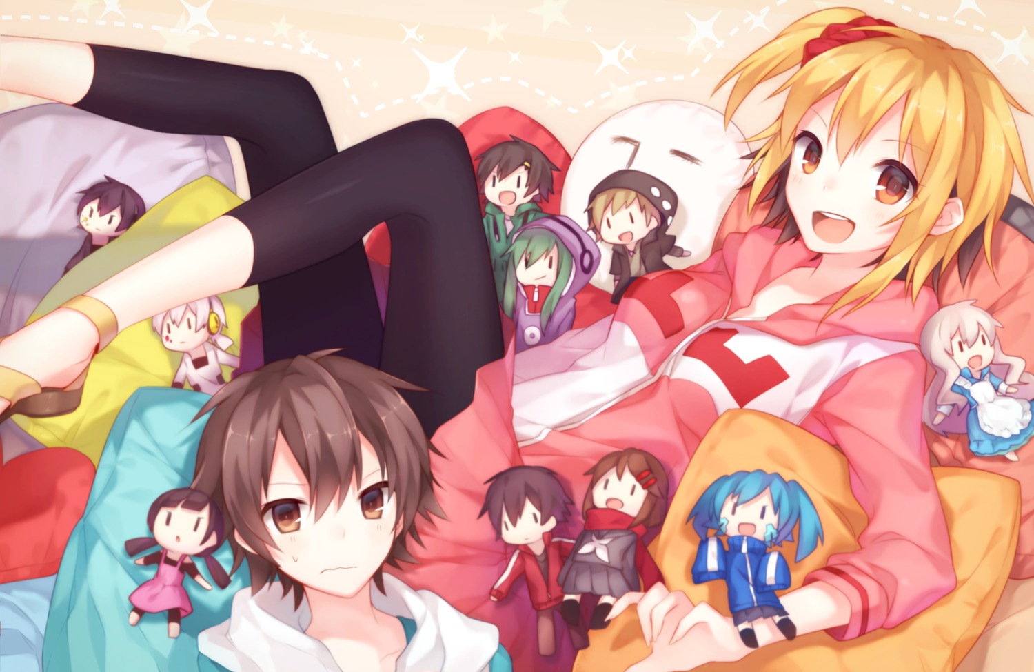 amamiya_hibiya asahina_hiyori chibi chocoan enomoto_takane kagerou_project kano_shuuya kido_tsubomi kisaragi_momo kisaragi_shintarou kokonose_haruka konoha_(kagerou_project) kozakura_mary mekakucity_actors seto_kousuke tateyama_ayano