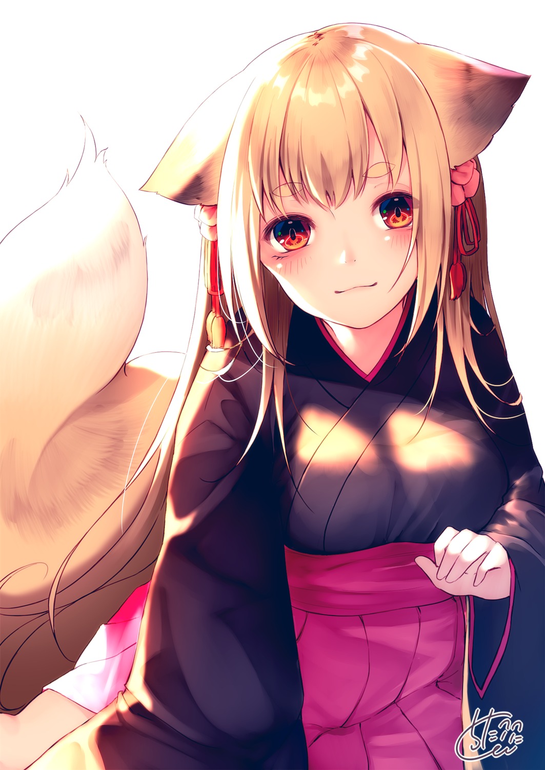 animal_ears chita_(ketchup) japanese_clothes kitsune tail