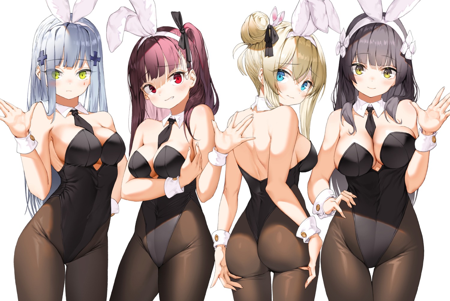 animal_ears ass breast_hold bunny_ears bunny_girl cleavage dduck_kong girls_frontline hk416_(girls_frontline) qbz-95_(girls_frontline) suomi_kp31_(girls_frontline) wa2000_(girls_frontline)