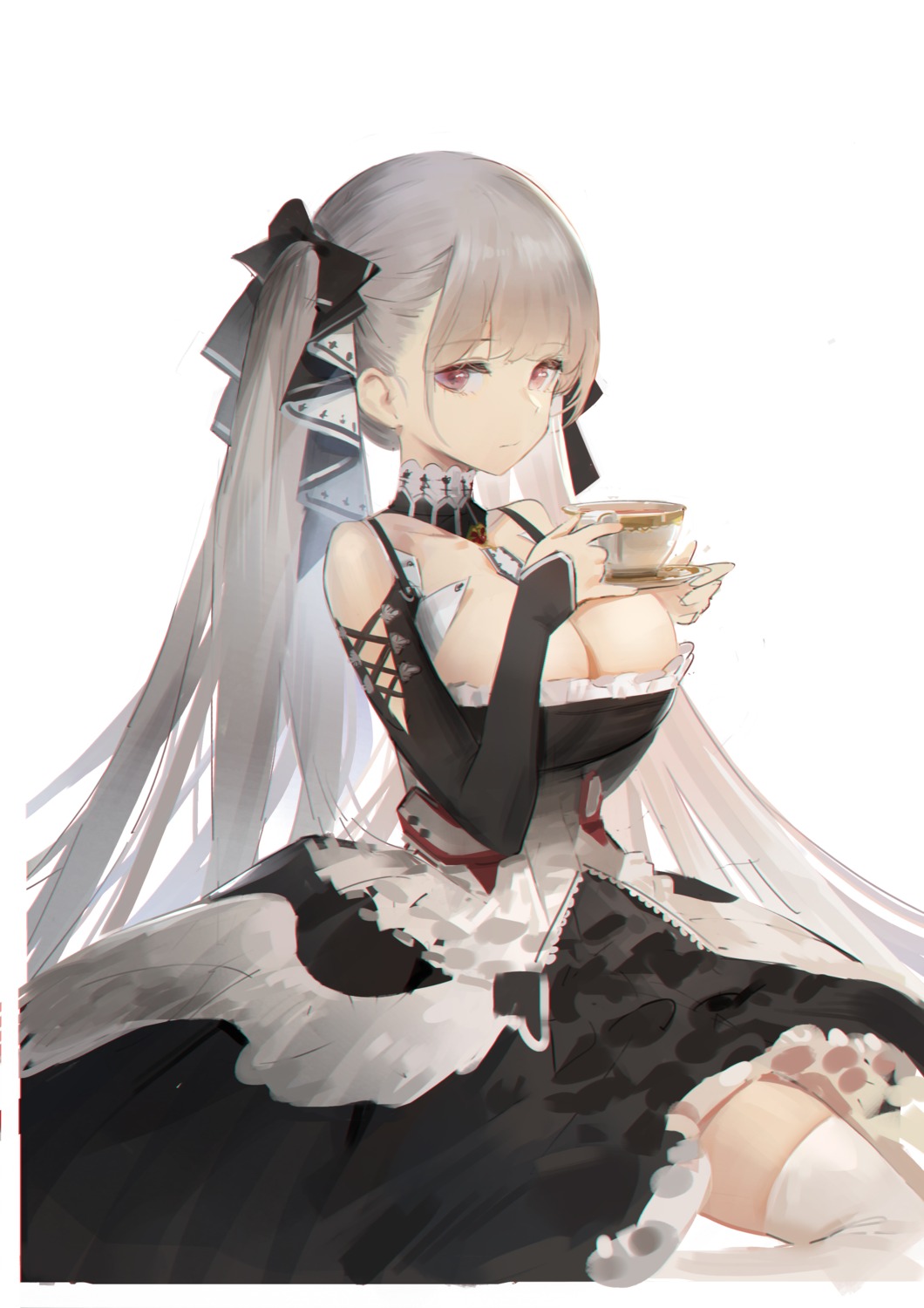 azur_lane breast_hold dokshuri formidable_(azur_lane) gothic_lolita lolita_fashion no_bra thighhighs