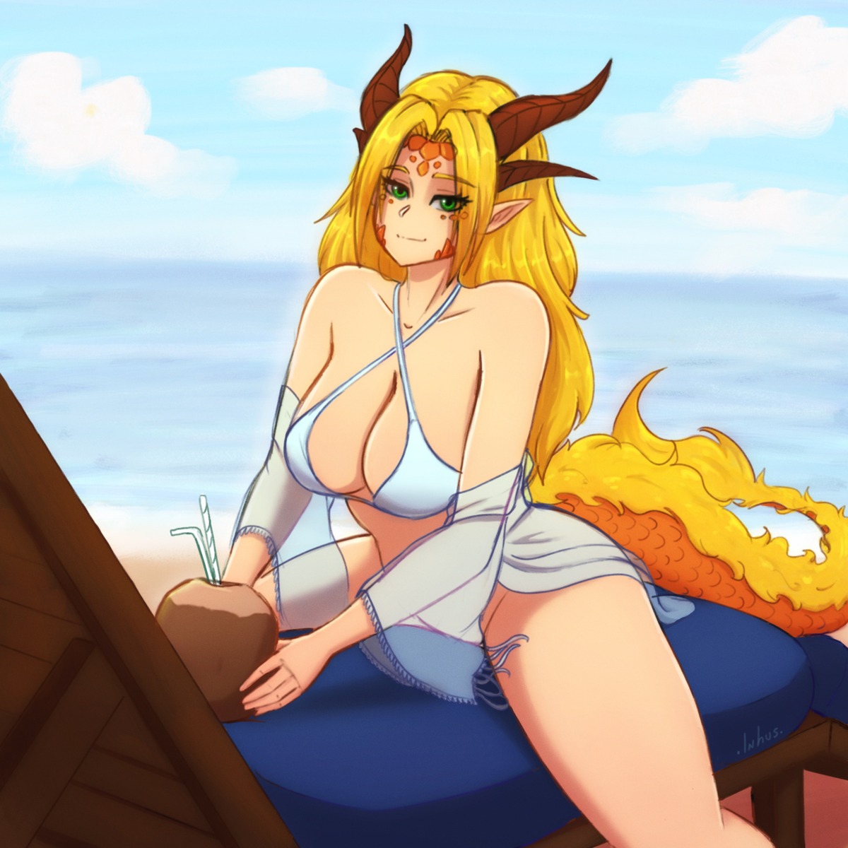 bikini horns inhus pointy_ears see_through swimsuits tail zira