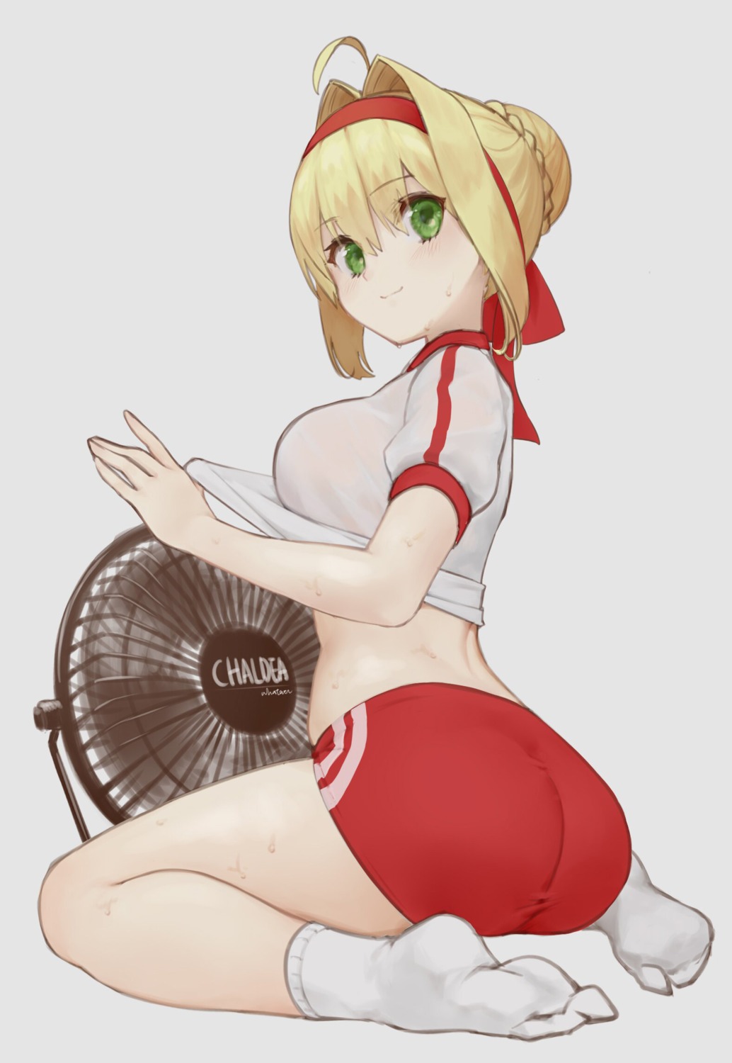 anouetto ass buruma fate/grand_order gym_uniform saber_extra see_through shirt_lift