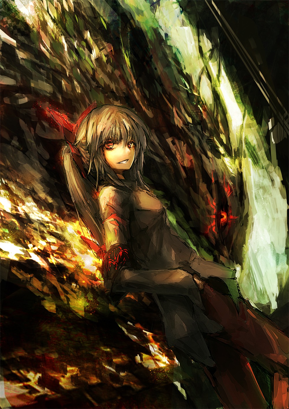 fujiwara_no_mokou lowlight_kirilenko touhou