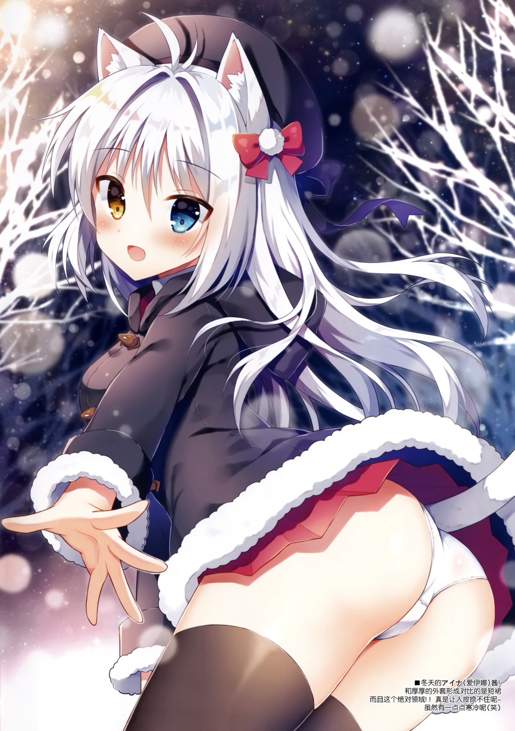 aina_rive animal_ears ass heterochromia mauve nekomimi pantsu skirt_lift tail thighhighs wata★punch