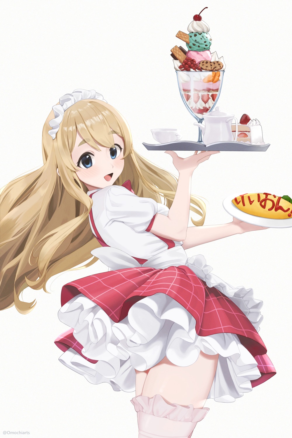 k-on! kotobuki_tsumugi maid omochiarts thighhighs waitress