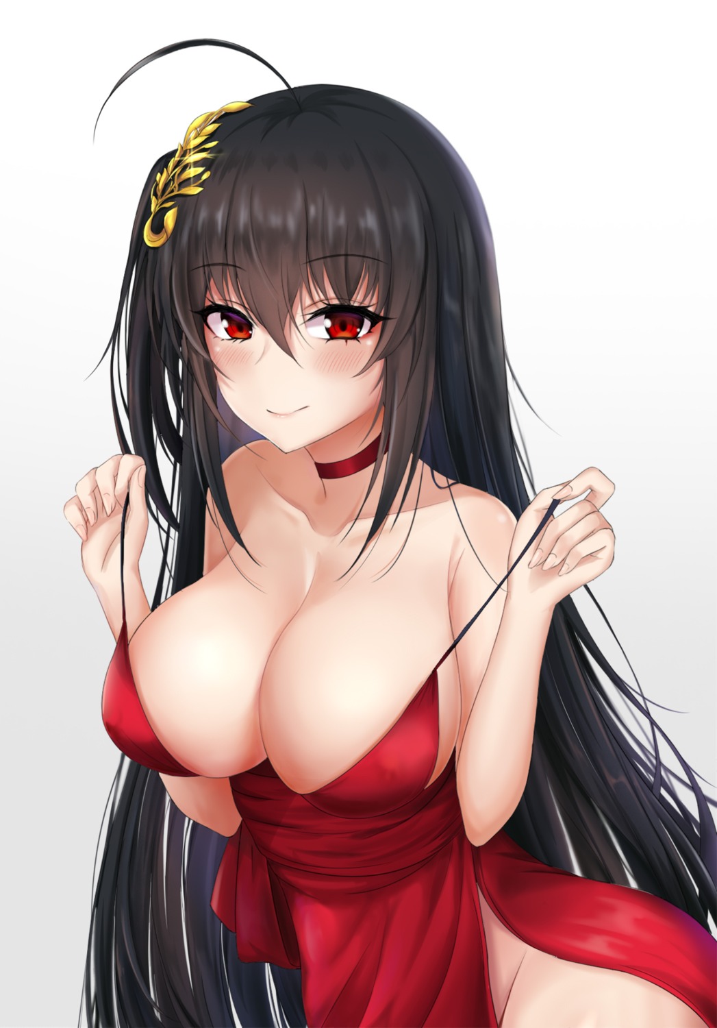 azur_lane dress erect_nipples no_bra nopan taihou_(azur_lane) undressing zeukiar