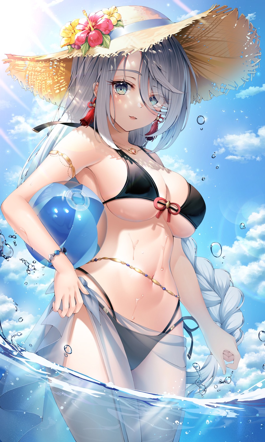 artist_revision bikini genshin_impact see_through shenhe ssong2 swimsuits wet