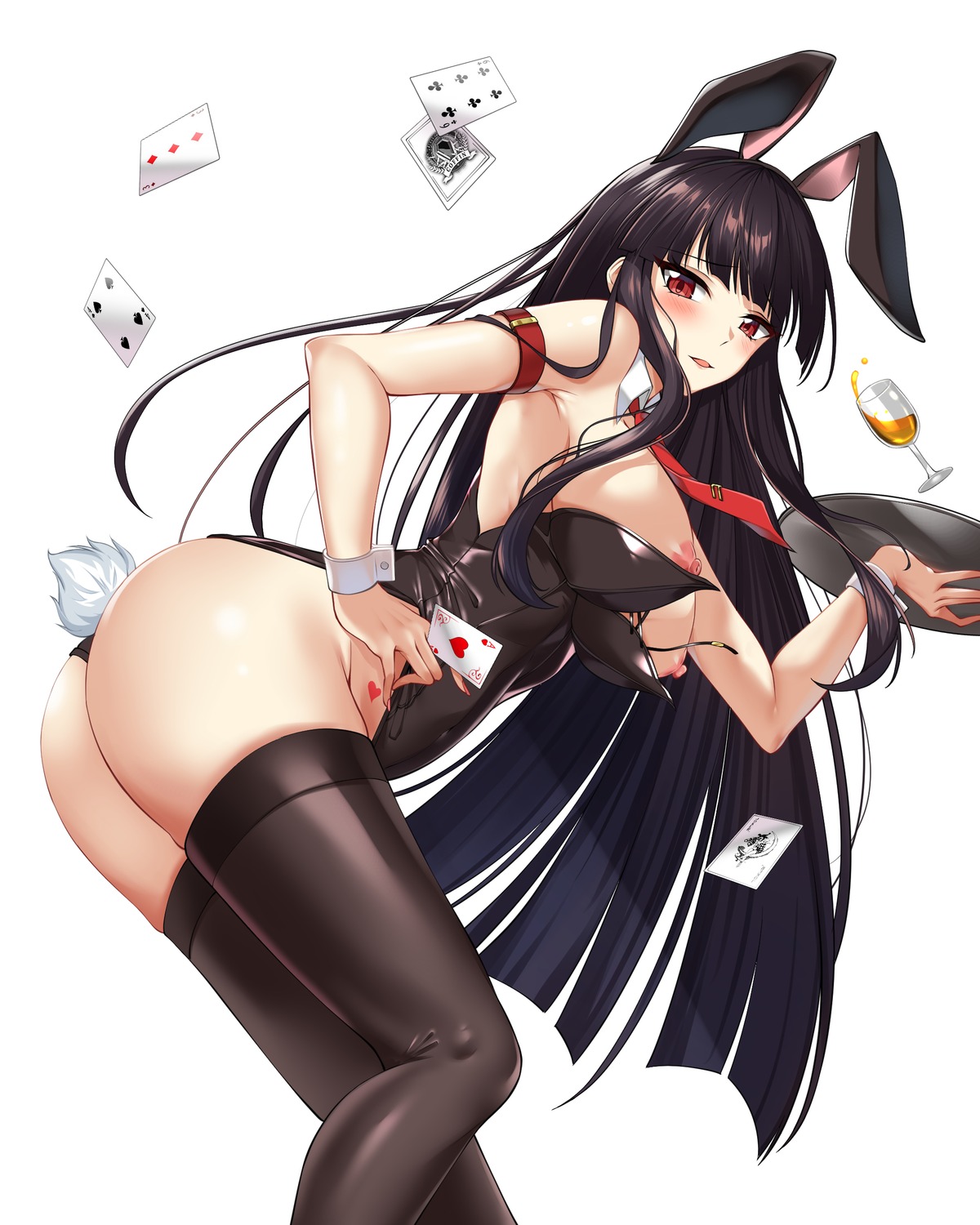 animal_ears ass bunny_ears bunny_girl counter:side elze_(s01047480836) nipples no_bra tail thighhighs