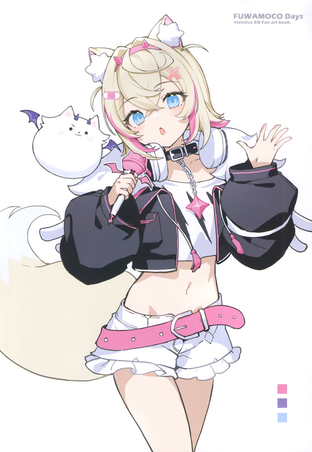 animal_ears bandaid headphones hololive hololive_english icomochi ikomochi inumimi mococo_abyssgard tail