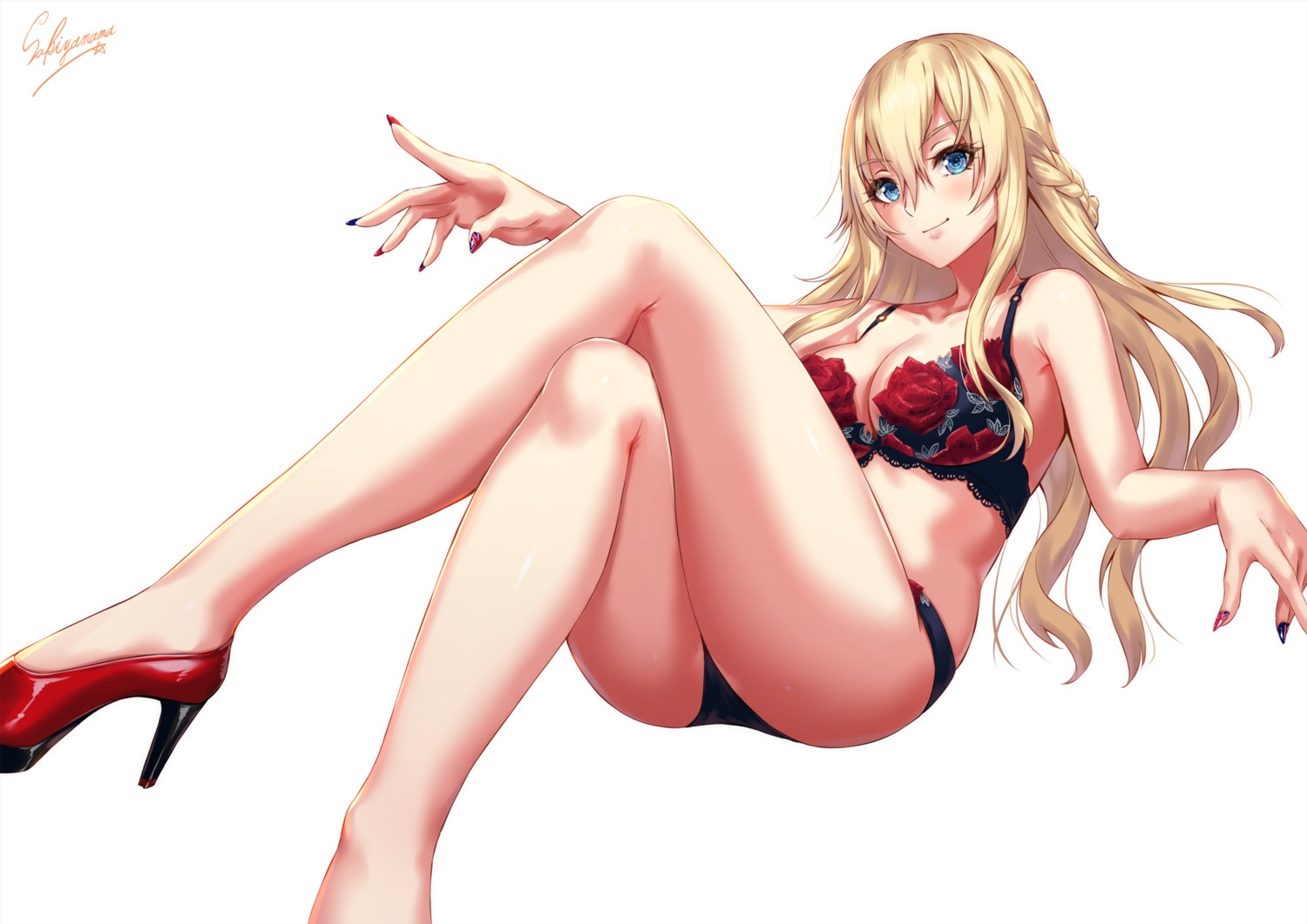 bra cleavage heels kantai_collection pantsu sakiyamama warspite_(kancolle)