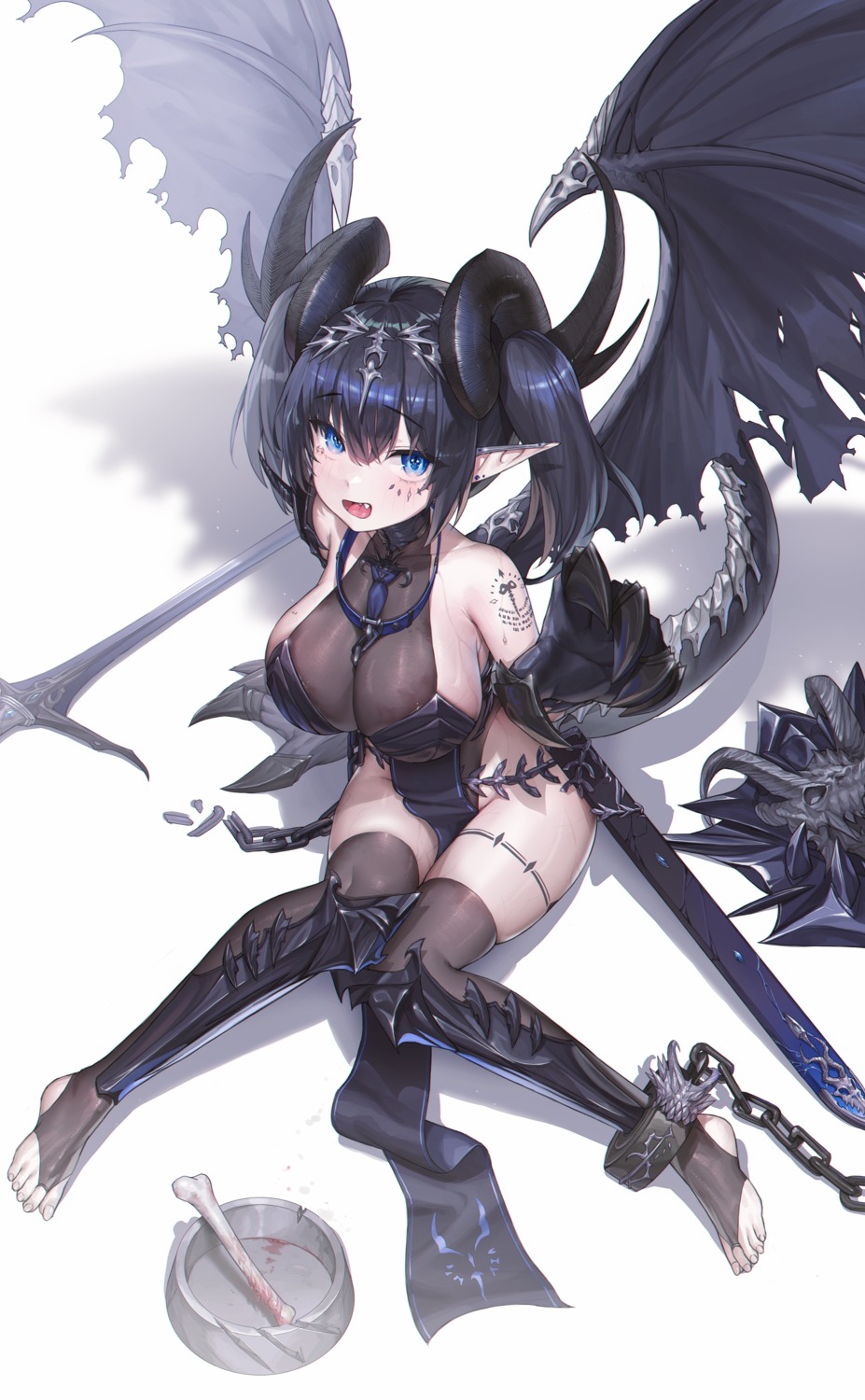 horns no_bra pointy_ears tail thighhighs wings yjs0803123