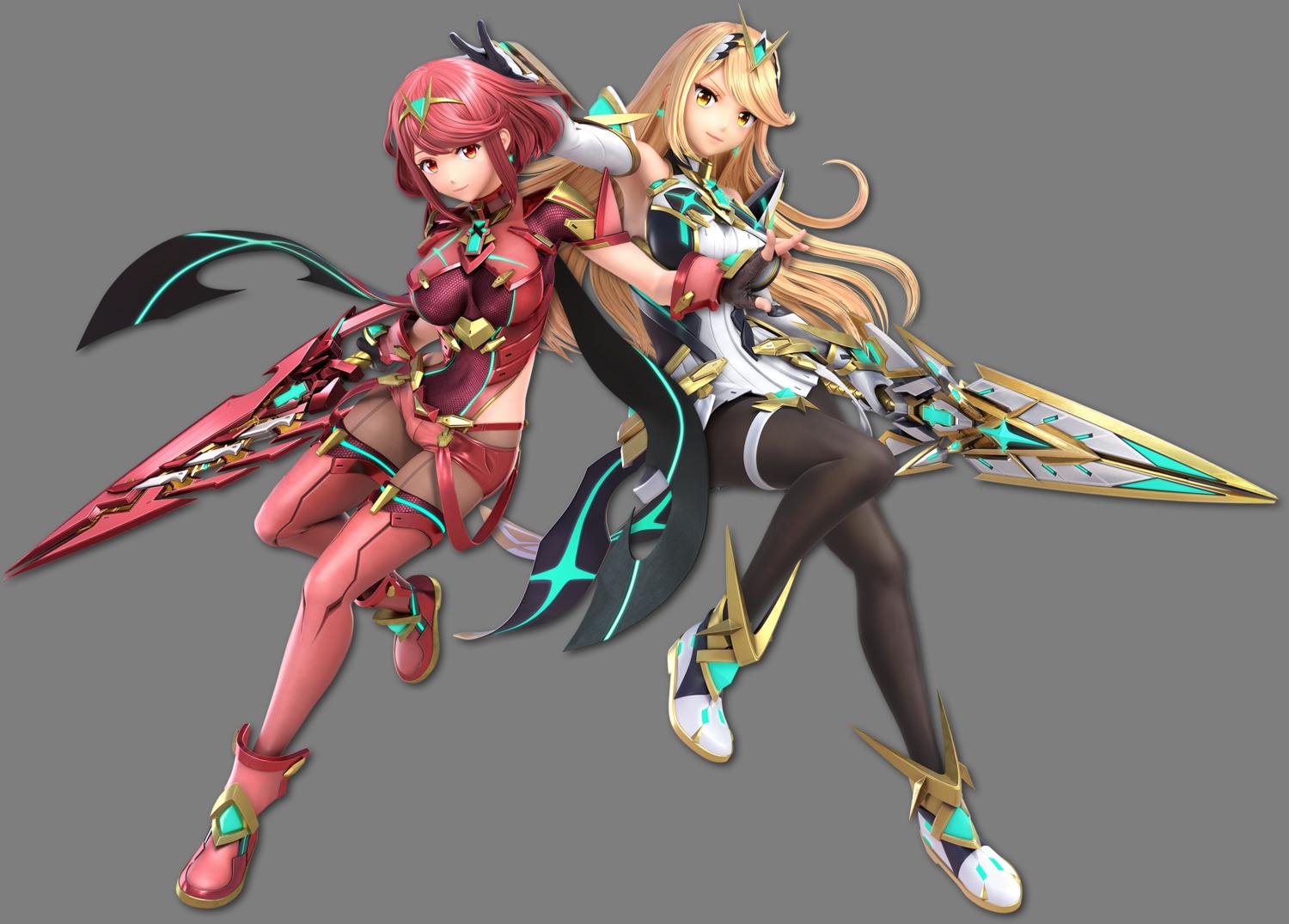 armor bodysuit cg cleavage dress garter hikari_(xenoblade_2) homura_(xenoblade_2) monolith_soft nintendo super_smash_bros. sword thighhighs transparent_png xenoblade_(series) xenoblade_2