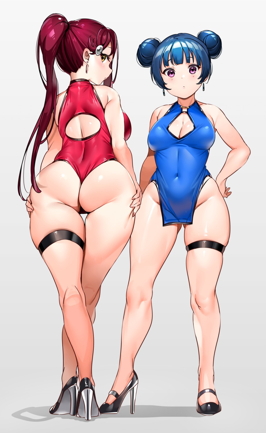 ass chinadress cleavage garter heels leotard love_live!_sunshine!! no_bra sakurauchi_riko tem10 tsushima_yoshiko