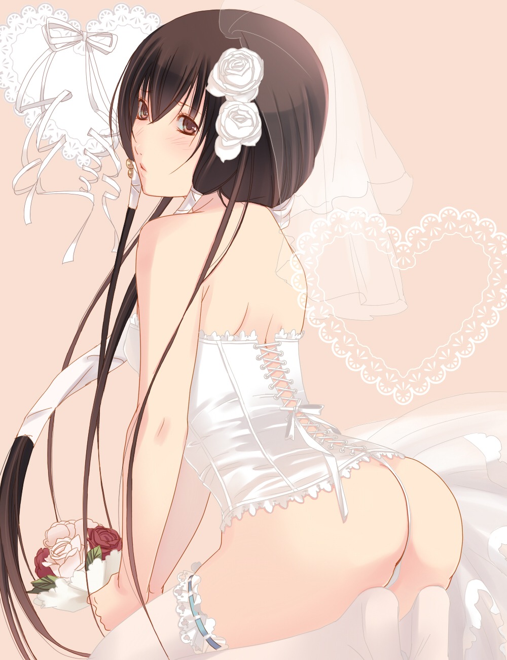 ass dress fuuchouin_kazuki get_backers lingerie pantsu papillon10 thighhighs trap wedding_dress