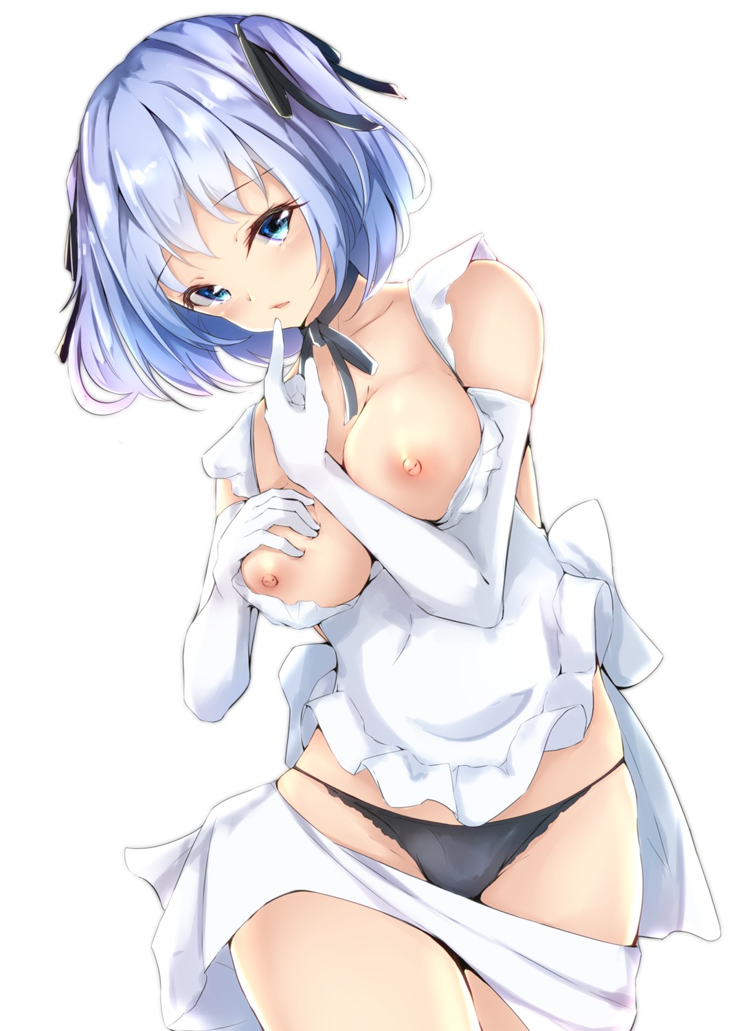 breast_grab breast_hold cucchiore maid naked_apron nipples pantsu wardrobe_malfunction