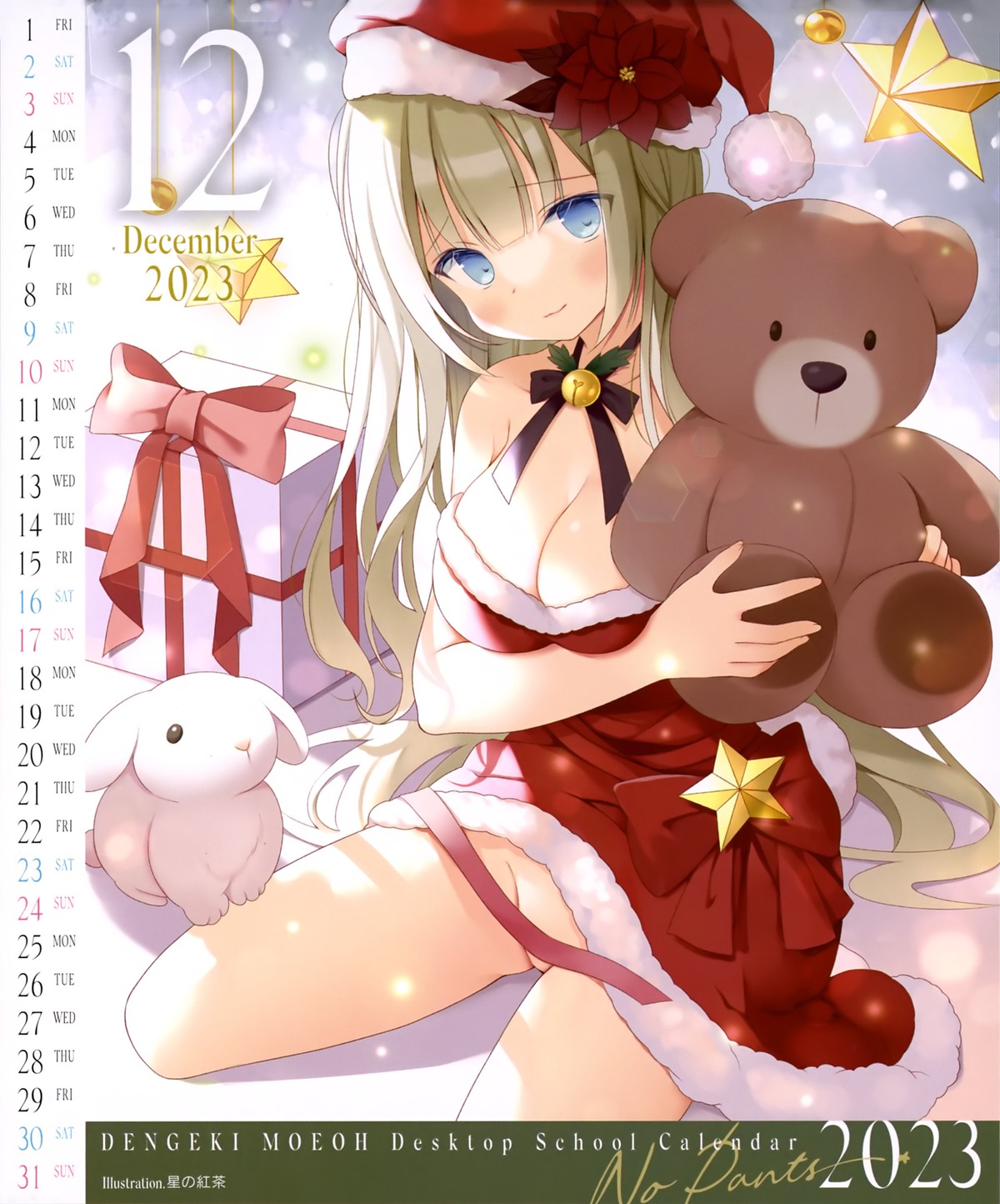 calendar christmas dress hoshino_koucha no_bra nopan skirt_lift