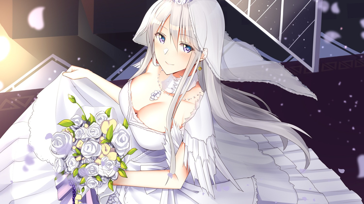 azur_lane cleavage dress enterprise_(azur_lane) wedding_dress youki_yt