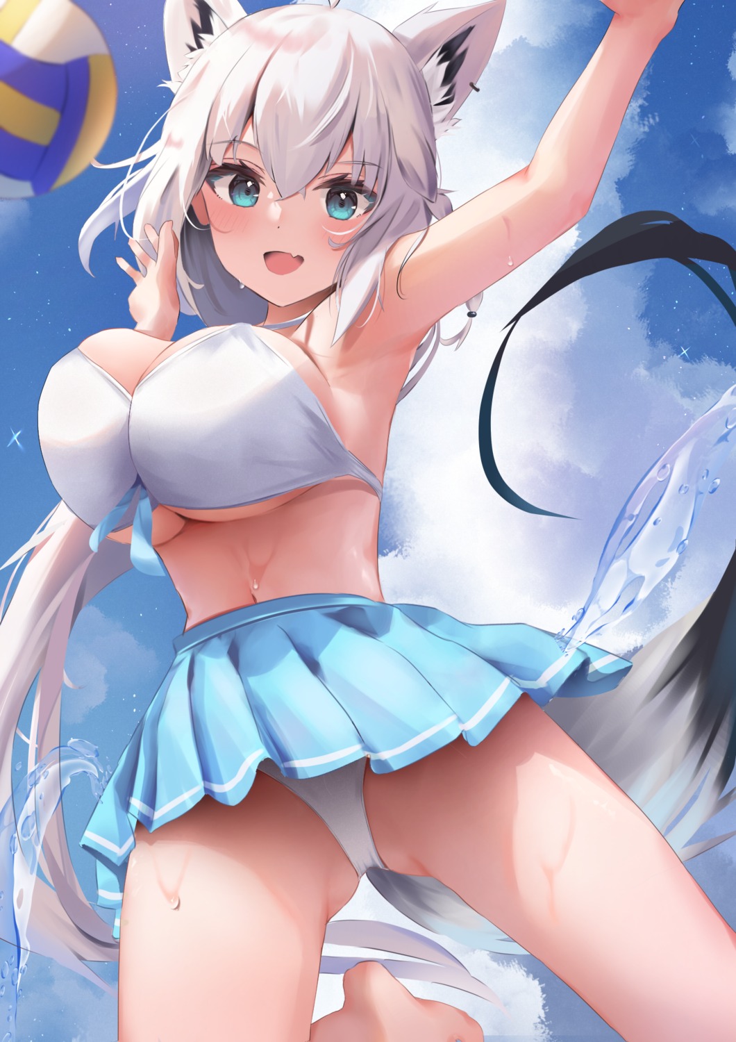 animal_ears bikini hololive hololive_gamers kitsune shirakami_fubuki swimsuits uechin_ewokaku