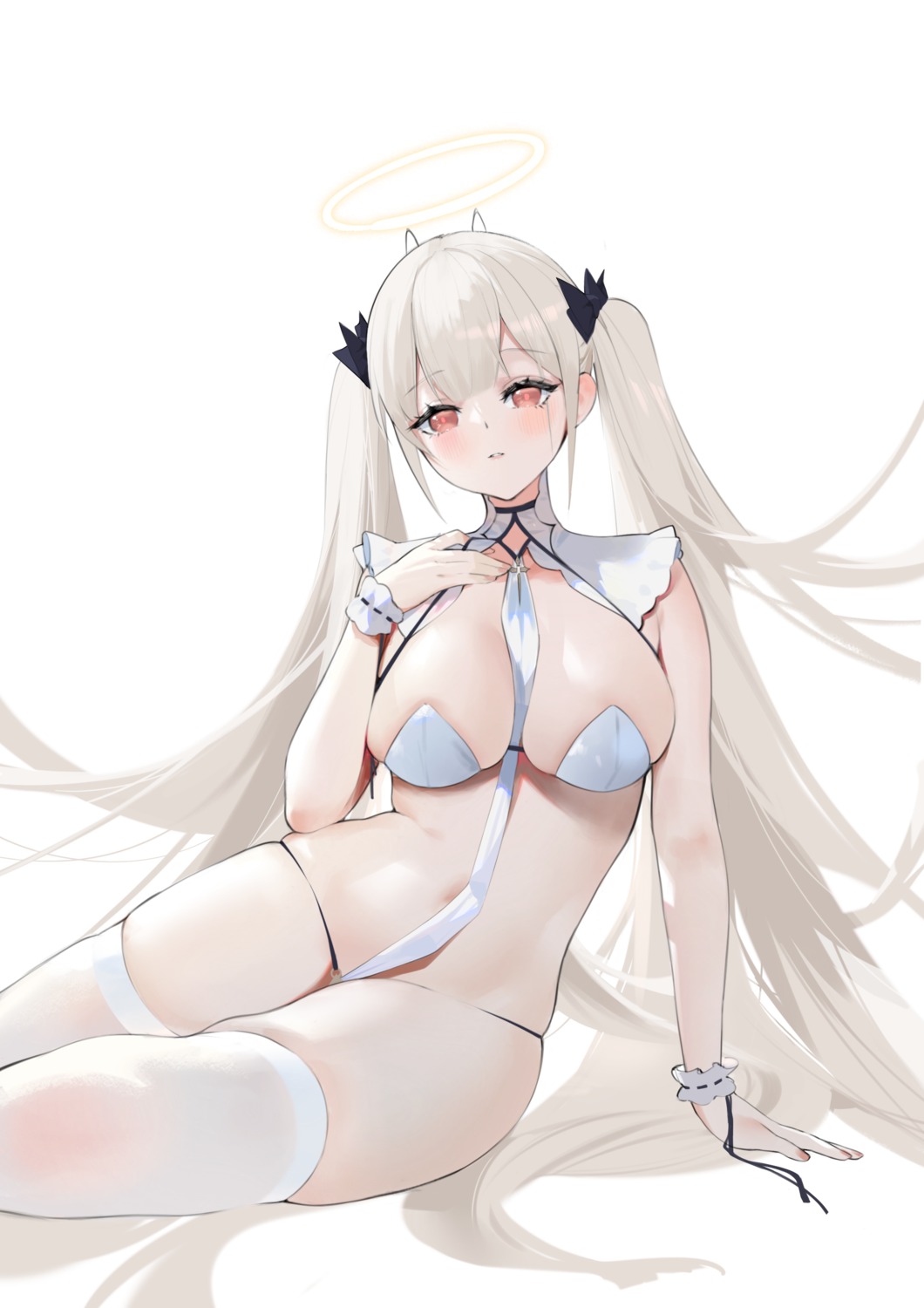 annlee azur_lane bra formidable_(azur_lane) halo pantsu thighhighs thong