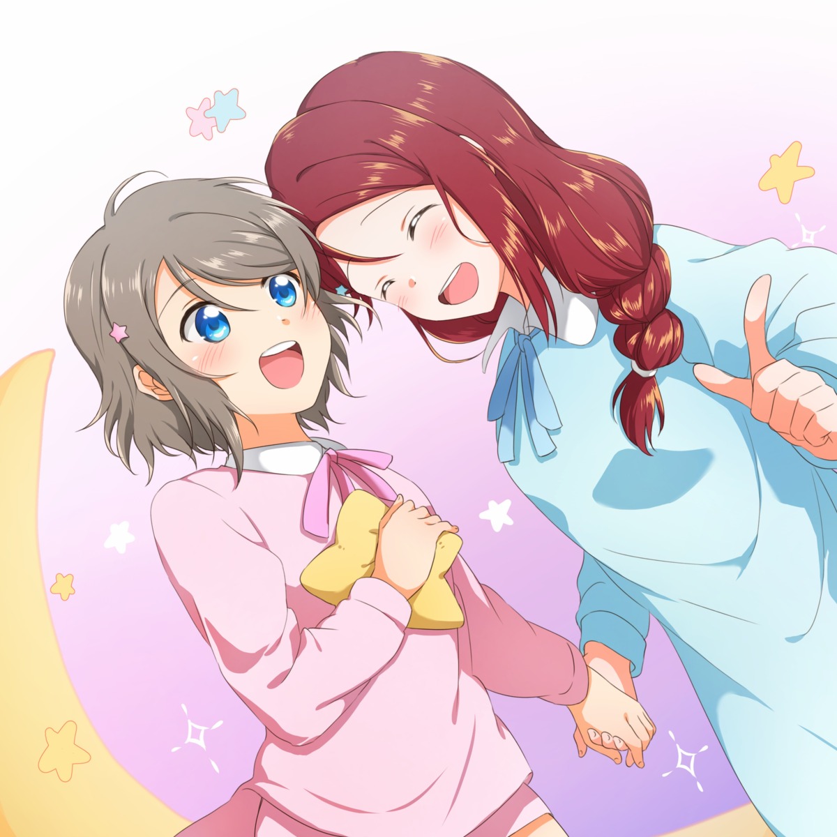 dress love_live!_(series) love_live!_sunshine!! sakurauchi_riko watanabe_you yuchi_(salmon-1000) yuri