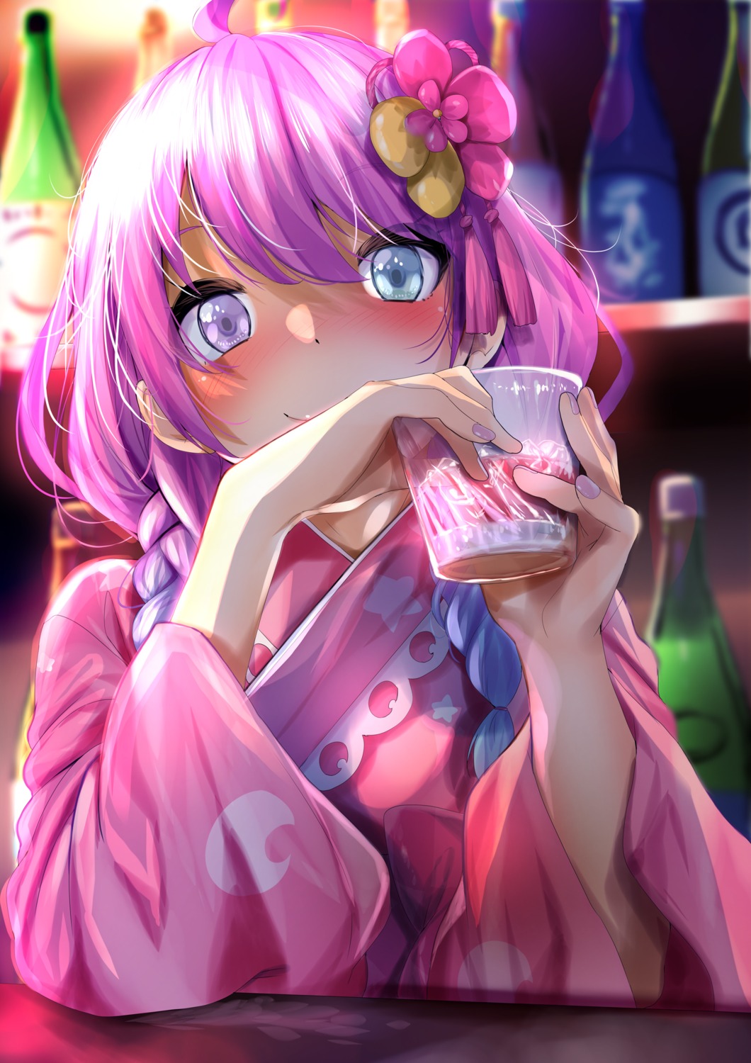 fumihiko heterochromia himemori_luna hololive yukata