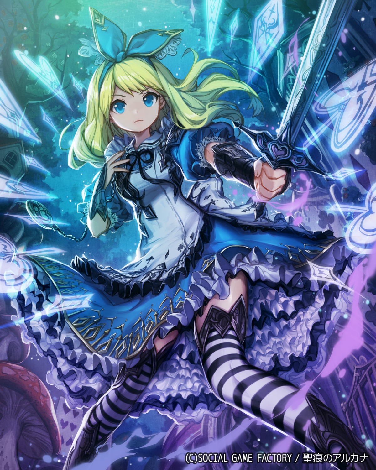 alice alice_in_wonderland dress lee_hyeseung seikon_no_arcana sword thighhighs