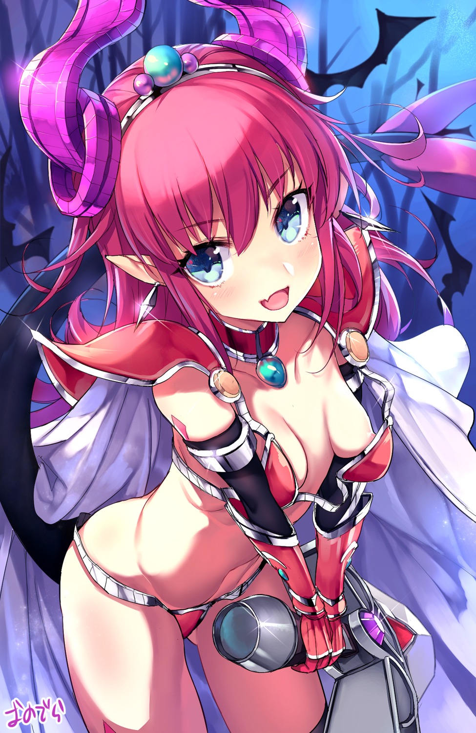 areola bikini_armor breasts elizabeth_bathory fate/extra fate/extra_ccc fate/grand_order fate/stay_night horns onodera pointy_ears sword tail wardrobe_malfunction